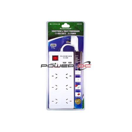 ULTRACHARGE 6 WAY SURGE PROTECTED BOARD WITH USB