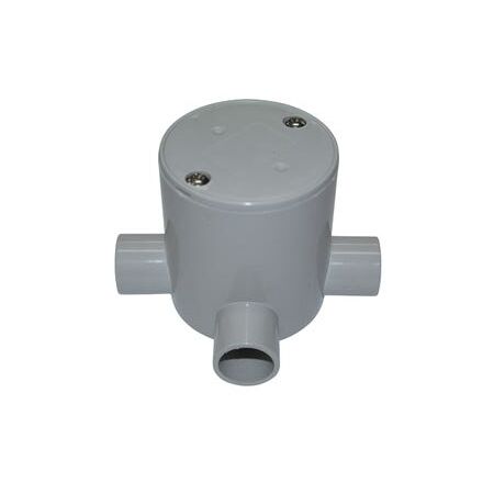 Junction Box Deep 3 Way Entry PVC 20mm Grey