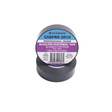 CABPRO PVC Electrical Tape 2610 - Black 19mm x 20m