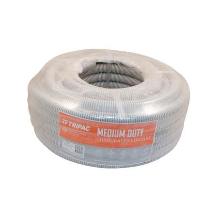 Tripac Medium Duty PVC Corrugated Conduit Grey 25mm X 20m
