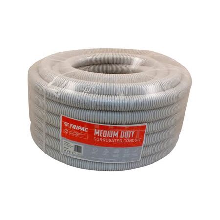 Tripac Medium Duty PVC Corrugated Conduit Grey 32mm X 25m