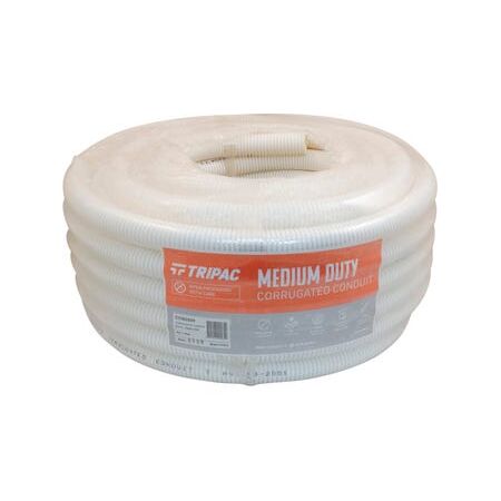 Tripac Medium Duty PVC Communications Corrugated Conduit White 25mm X 25m