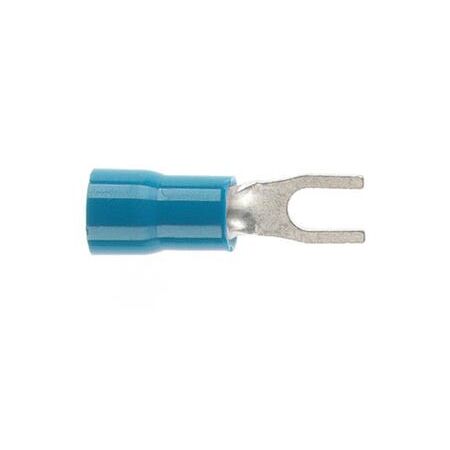 PRE-INSULATED FORKED SPADE TERMINAL (1.0-2.6MM CABLE) BLUE 3MM STUD DOUBLE GRIP
