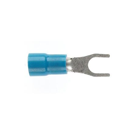 PRE-INSULATED FORKED SPADE TERMINAL (1.0-2.6MM CABLE) BLUE 4MM STUD DOUBLE GRIP