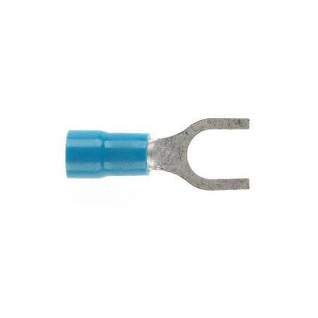 PRE-INSULATED FORKED SPADE TERMINAL (1.0-2.6MM CABLE) BLUE 6MM STUD DOUBLE GRIP