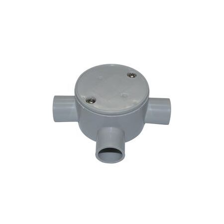 Shallow Junction Box 3-Way Entry 20mm Grey