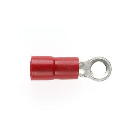 PRE-INSULATED RING TERMINAL (0.5-1.6MM CABLE) RED 3MM STUD DOUBLE GRIP