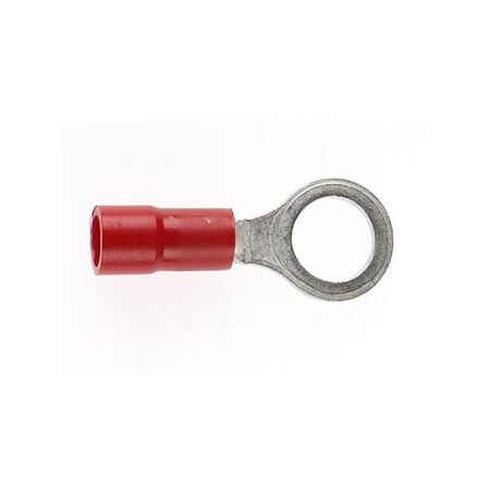 PRE-INSULATED RING TERMINAL (0.5-1.6MM CABLE) RED 6MM STUD DOUBLE GRIP