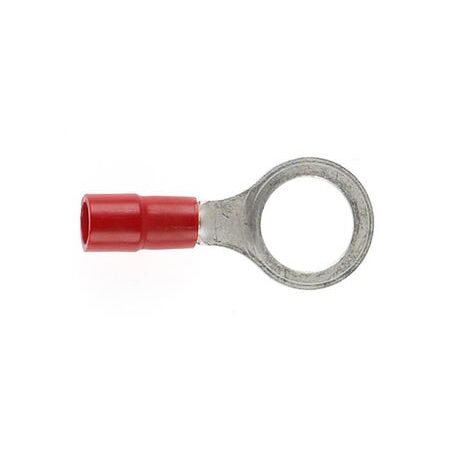 PRE-INSULATED RING TERMINAL (0.5-1.6MM CABLE) RED 8MM STUD DOUBLE GRIP