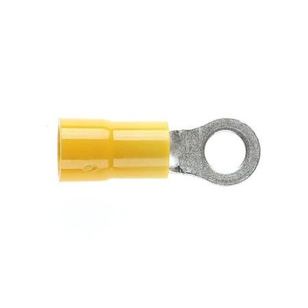 PRE-INSULATED RING TERMINAL (2.5-6.0MM CABLE) YELLOW 4MM STUD DOUBLE GRIP