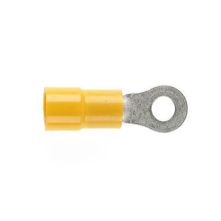PRE-INSULATED RING TERMINAL (2.5-6.0MM CABLE) YELLOW 5MM STUD DOUBLE GRIP