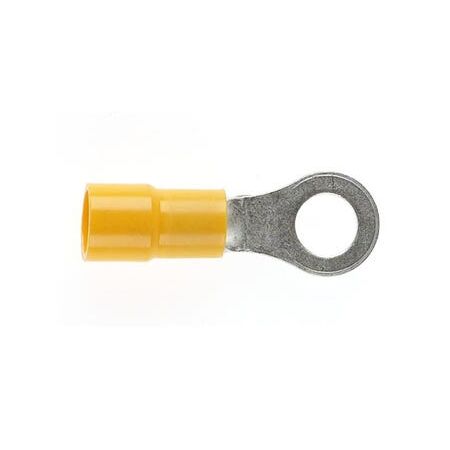 PRE-INSULATED RING TERMINAL (2.5-6.0MM CABLE) YELLOW 6MM STUD DOUBLE GRIP