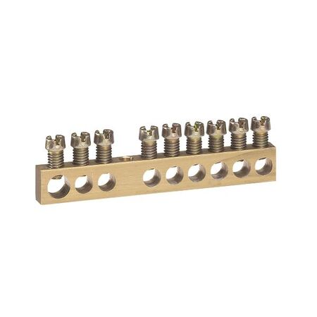 9 Way Screw Terminal Block | 100A Max | 73mm Length | Brass & Zinc by Legrand