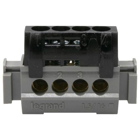 4 Way Terminal Block | IP2X Rated | Black Cover | 100A Max by Legrand