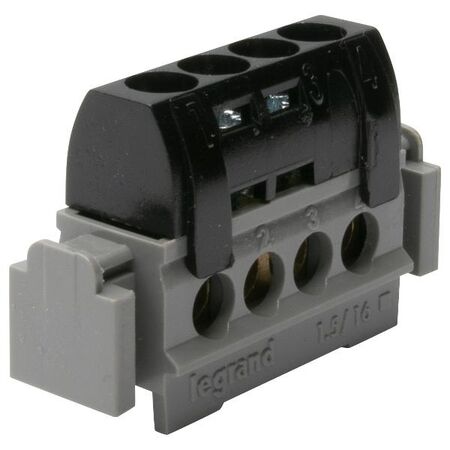 4 Way Terminal Block | IP2X Rated | Black Cover | 100A Max by Legrand