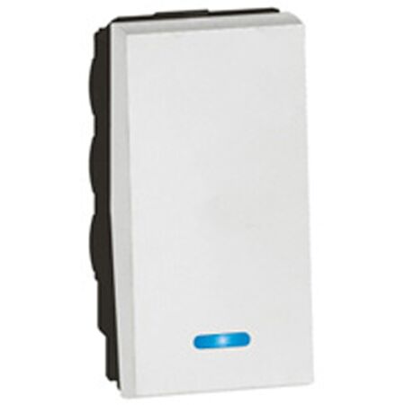 Push Button Switch 2-Way | 6A 250V AC | Blue LED | White by Legrand