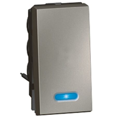 Modular Push Button Switch 2-Way | 6A 250V AC | Blue LED | Magnesium by Legrand