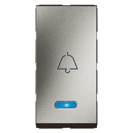 Push Button Switch 6A 250V | Blue LED & Bell Symbol | Magnesium by Legrand