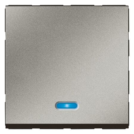 2-Way Push Button Switch | 6A 250V AC | Blue LED | Magnesium Finish by Legrand