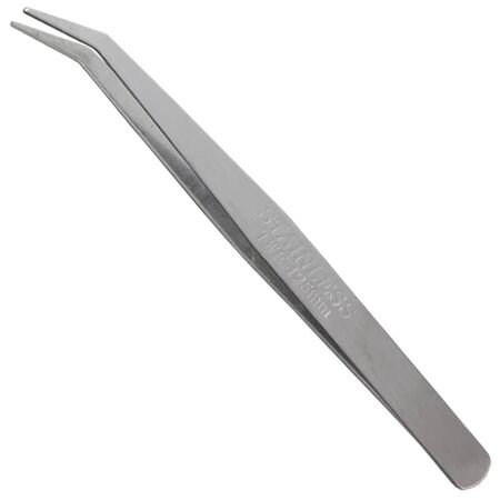 Bent Tweezers 140mm | 45° Tip Design | Precision Handling & Control | Stainless Steel by Majortech