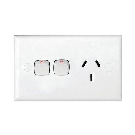 10A Single Power Point with Extra Switch | 220-240V | White Finish by Legrand