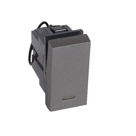 2 Way Rocker Switch with LED | 16A 250V | Magnesium Finish by Legrand