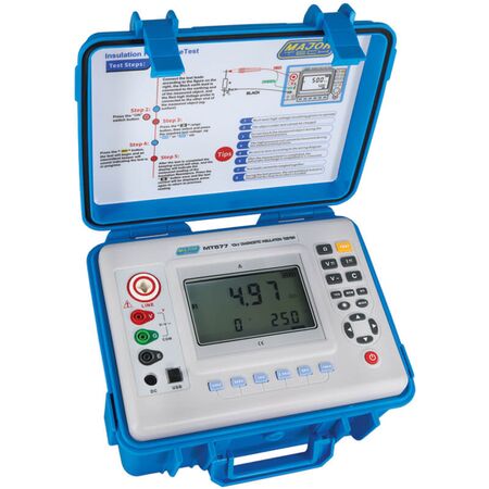 10kV Diagnostic Insulation Tester | 0.2 MΩ to 35 TΩ Range | 6 Voltage Settings | Large Backlit LCD by Majortech