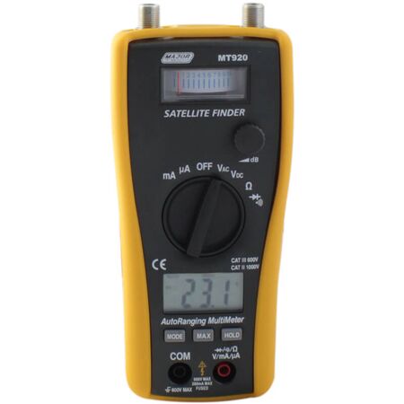 2-In-1 Satellite Finder | Integrated Display | Digital Multimeter Functions | Easy Coaxial Connections | by Majortech