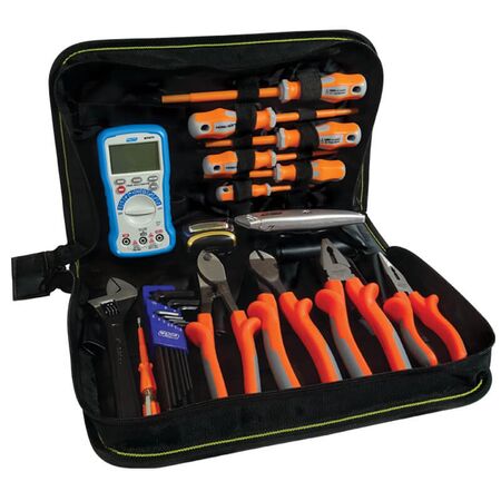 11 Piece Toolkit with Digital Multimeter | 600V AC/DC | Insulated Tools & LED Headlight | by Majortech