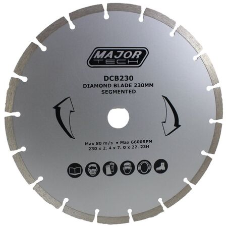 Diamond Cutting Blade 230mm | 20mm Bore Size | 18 Diamond Segments | 80 m/s by Majortech