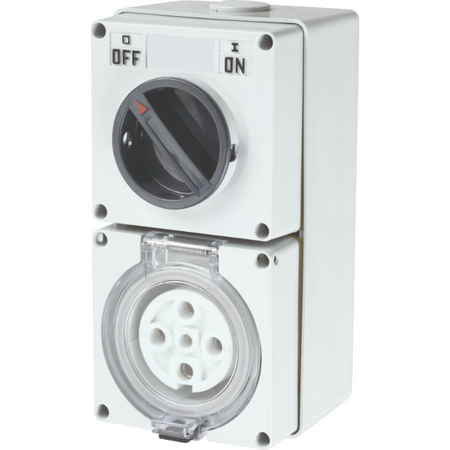 combination switched socket outlet 32A 5 round pins