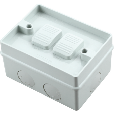 Two gang weatherproof switch IP53