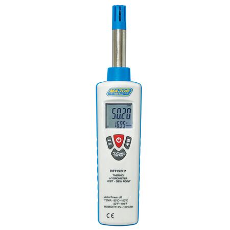 Thermo-Hygrometer | 0-100% RH Range | Dew Point & Wet Bulb Measurements | High Accuracy by Majortech