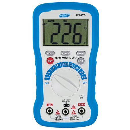 600V AC/DC True RMS Multimeter | 2000 Count Display | Auto Ranging & Battery Test | Compact Design by Majortech