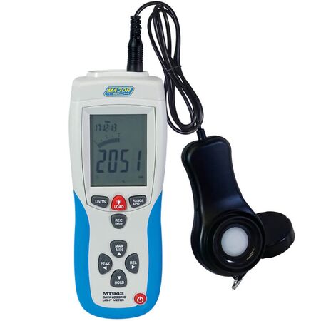 Data Logging Light Meter | Measures up to 400,000 Lux | USB Data Logging & Peak Hold Function | Large LCD by Majortech
