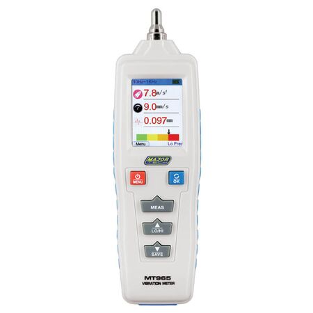 Digital Vibration Meter | 0.1-199.9 mm/s Velocity Range | Colour Display & Data Storage | MT965 by Majortech Digital Vibration Meter | 0.1-199.9 mm/s Velocity Range | Colour Display & Data Storage | MT965 by Majortech