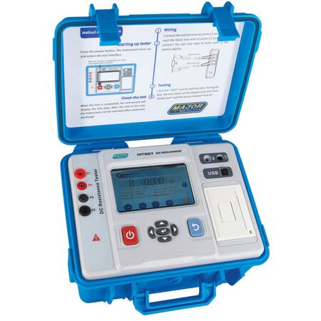 20A Micro-Ohmmeter | 10mΩ to 1000Ω Range | Large LCD Display & Data Transfer | Majortech