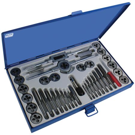 42 Piece Metric Tap and Die Set | Tungsten Alloy Steel | Includes 8-Inch Wrench & Metal Case by Majortech