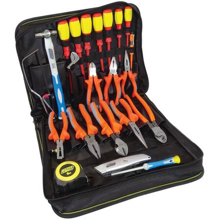 Electricians Tool Kit | 1000V Insulated Tools | Neon Screwdrivers & Pliers | Adjustable Locking Nuts by Majortech