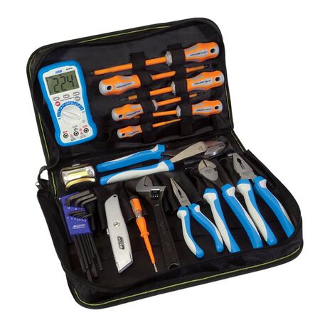 Tool Kit with Digital Multimeter | 600V AC/DC True RMS | Insulated Hand Tools | LED Headlight by Majortech