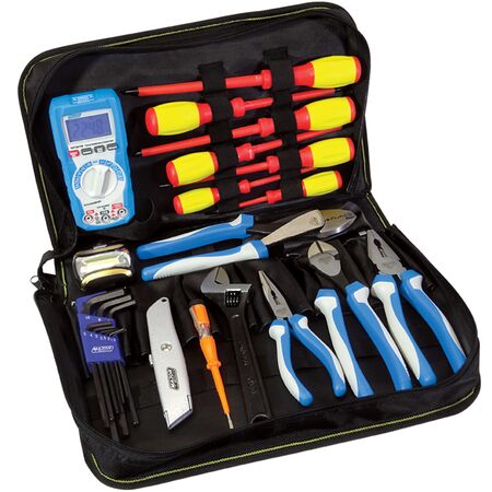 11 Piece Electrical Toolkit with Digital Multimeter | CAT III 600V | 3W COB LED Headlamp | Heavy Duty Case by Majortech