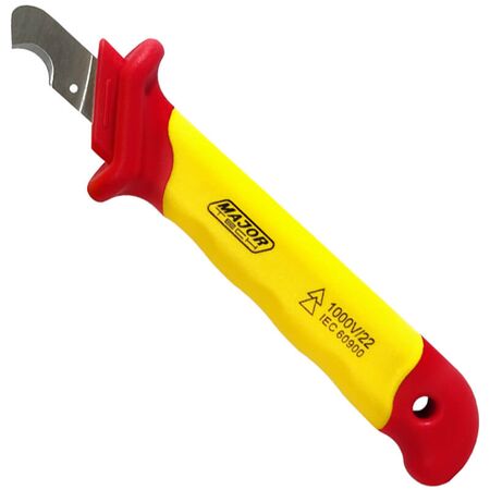 Insulated Stripping Knife | 28mm Curved Blade | 1000V AC/1500V DC | Safety Handle by Majortech