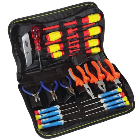 Basic Electronic Service Kit | 8 Piece Precision Screwdriver Set | Utility Knife & Pliers | by Majortech