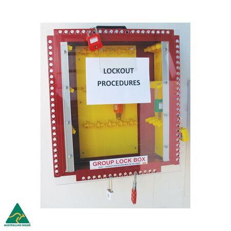 Group Lockout Box for 16 Padlocks | Sturdy Aluminium & Clear Cover | Wall Mountable | Red by Cirlock