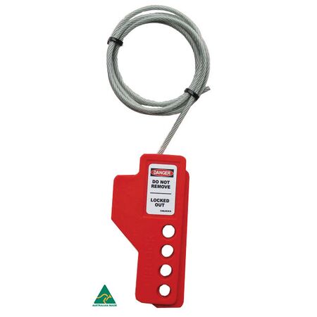 Cable Lockout Device | 1m Length | 3mm Steel Cable & 4 Padlock Holes | Red by Cirlock