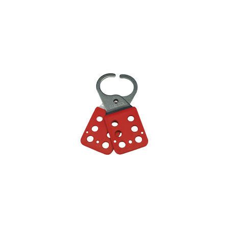 Stainless Steel Lockout Hasp | 6 Padlock Holes | Red Poly Coating | 30mm Jaw Diameter by Cirlock