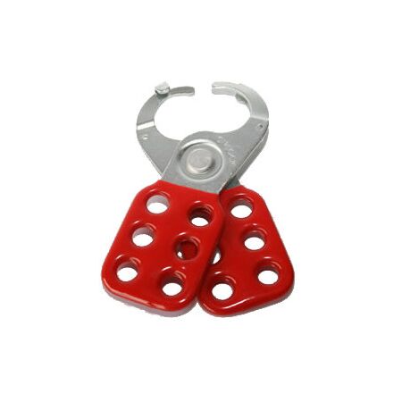 Standard Scissor Hasp with Anti-Twist Protection | 6 Padlock Holes | Hardened Steel | Silver/Red by Cirlock