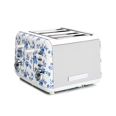 4 Slice Toaster with Seven Heat Settings & Auto-Centring | Wide Slots for Bagels | China Rose by GAF