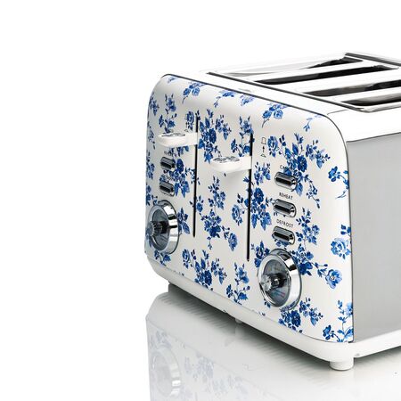 4 Slice Toaster with Seven Heat Settings & Auto-Centring | Wide Slots for Bagels | China Rose by GAF