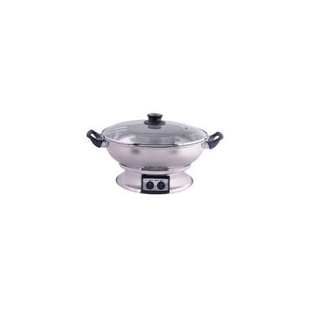 Electric Hot Pot with 1350W Power & 2.5L Capacity | Removable Grill Plate | Stainless Steel by GAF